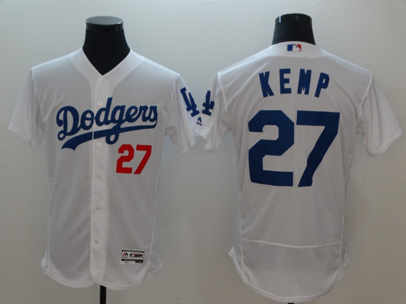 2018 Men MLB Los Angeles Dodgers #27 matt Kemp white Flexbase jerseys